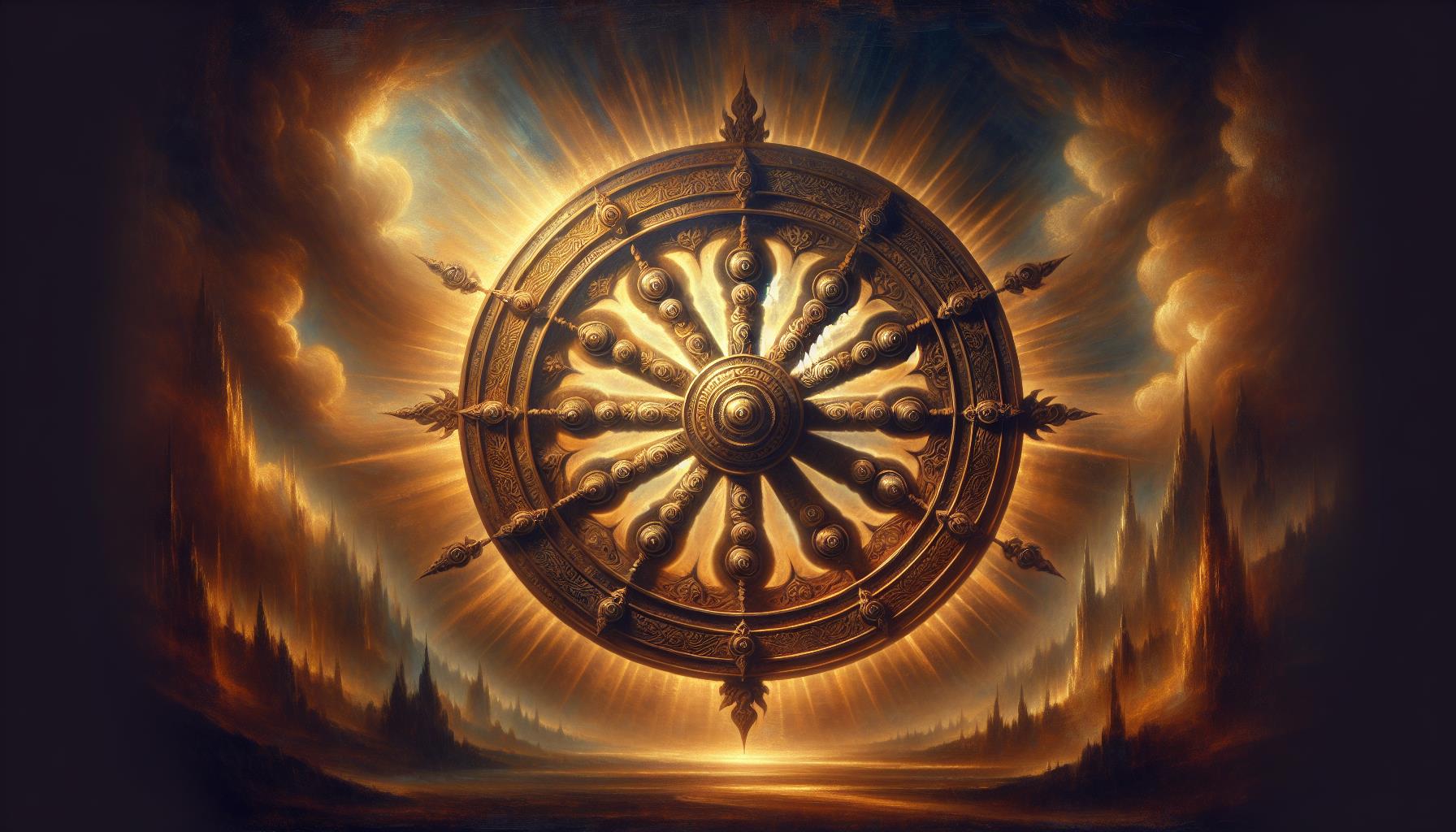 Roue du Dharma (ou Dharmachakra) : grand symbole bouddhiste