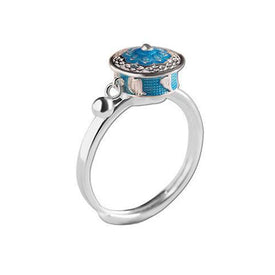 Bague faite d'un petit moulin à prière portatif