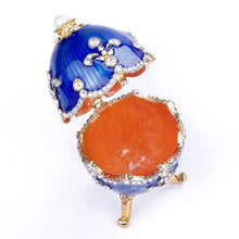 Load image into Gallery viewer, Oeuf décoratif de style Fabergé bleu - image 2