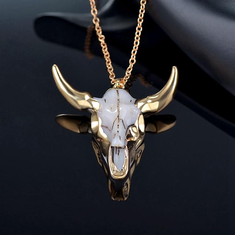 Collier Pendentif Taureau En Or - Unisexe, Longueur 55 Cm, Style Streetwear Moderne