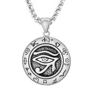 Amulette de l'oeil d'Horus décorée de glyphes - La Porte Du Bonheur