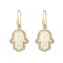 Cargar imagen en el visor de la galería, Boucles d&#39;oreilles des mains de Fatma serties - image 1