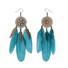 Cargar imagen en el visor de la galería, Boucles d&#39;oreilles plumes d&#39;Amérique - image 4