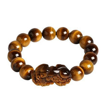 Cargar imagen en el visor de la galería, Bracelet &quot;pi xiu&quot; en œil de tigre - image 1