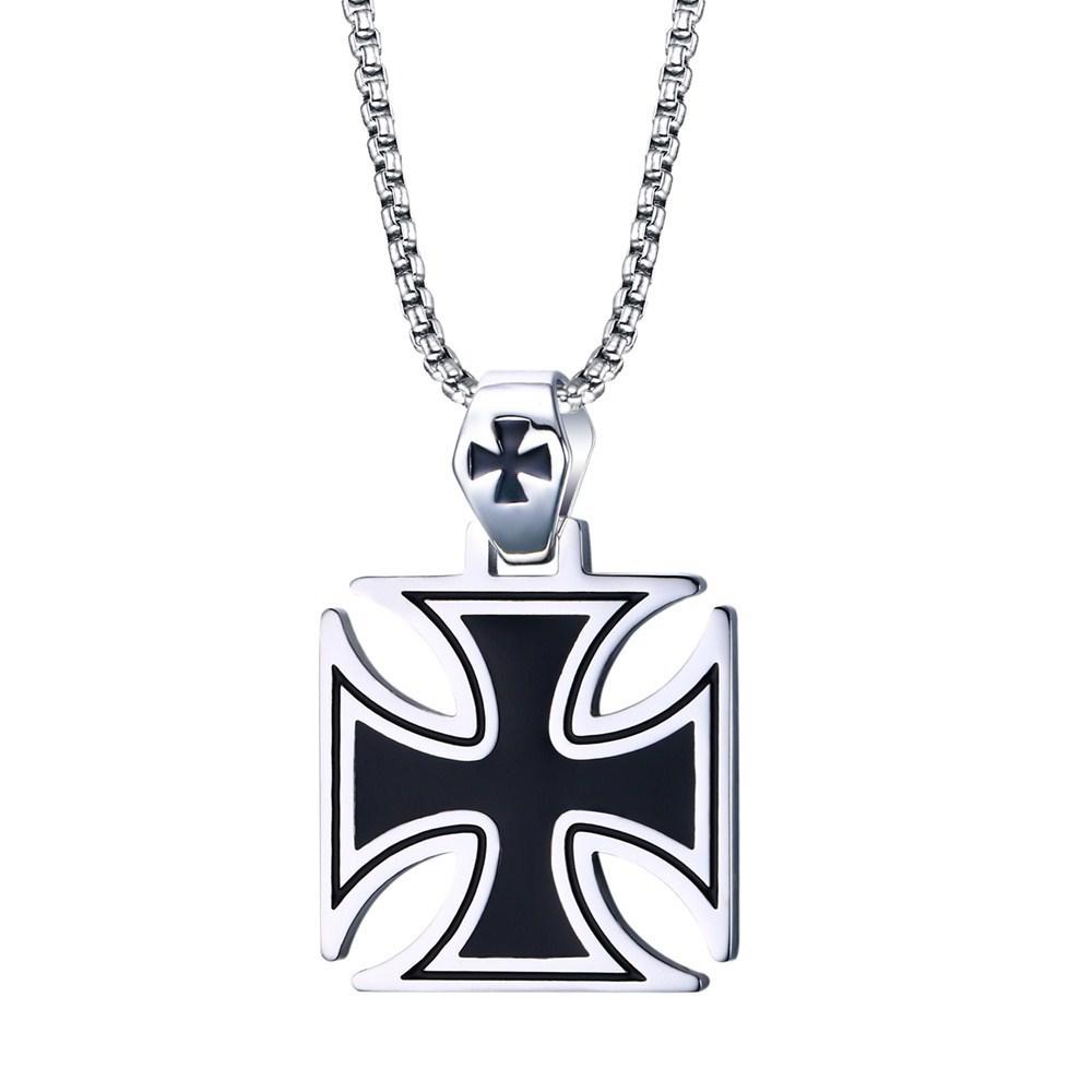 Collier croix de fer militaire en argent massif