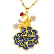 Cargar imagen en el visor de la galería, Collier &quot;plume de paon&quot; - image 1