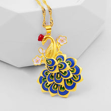 Cargar imagen en el visor de la galería, Collier &quot;plume de paon&quot; - image 4