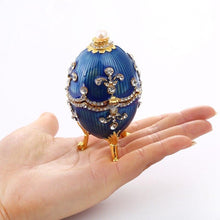 Laden Sie das Bild in den Galerie-Viewer, Oeuf décoratif de style Fabergé bleu - image 3
