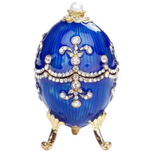 Laden Sie das Bild in den Galerie-Viewer, Oeuf décoratif de style Fabergé bleu - image 1