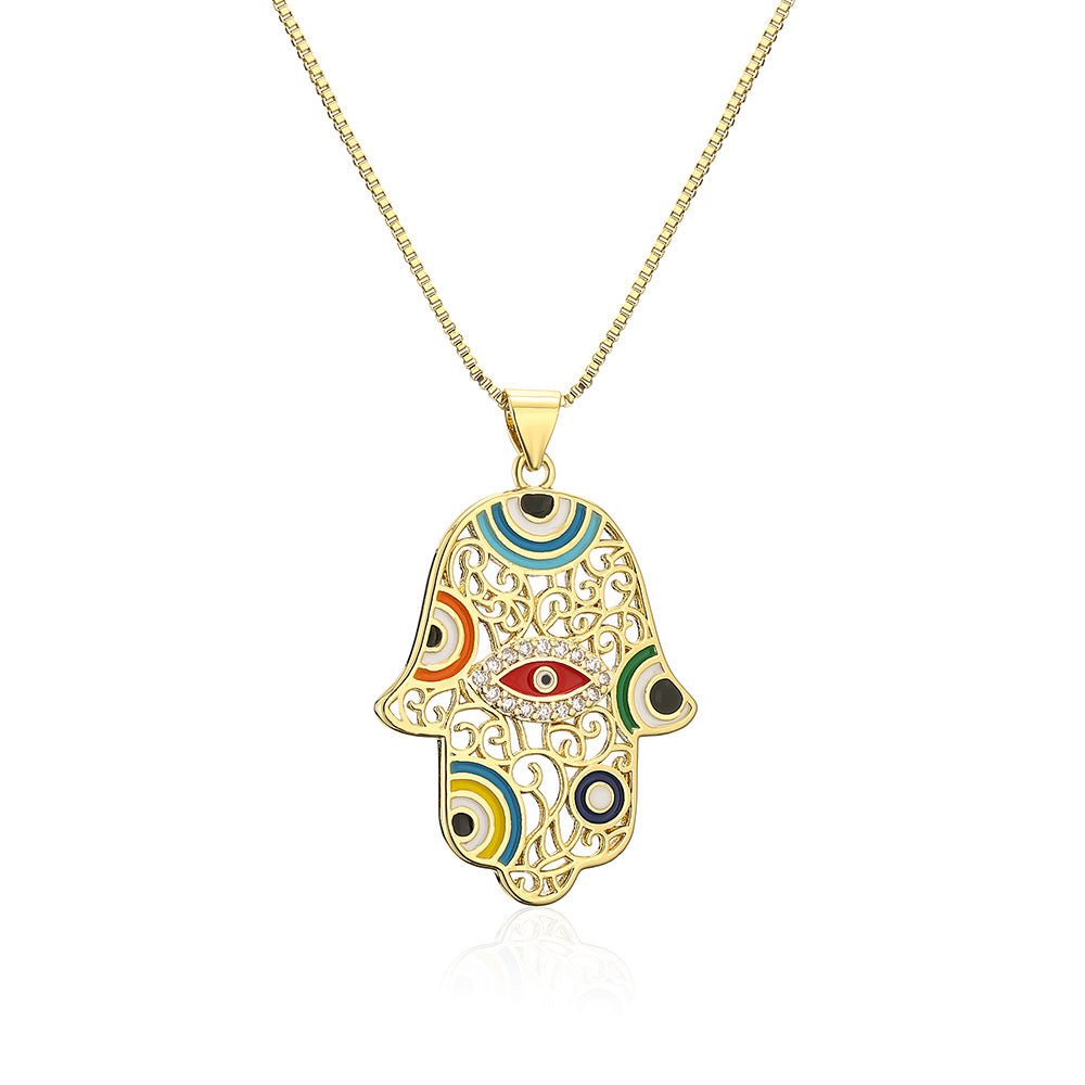 Pendentif de la main de Fatma aux yeux colorés - image 1