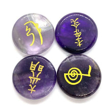 Cargar imagen en el visor de la galería, Pierres naturelles aux symboles du reiki - image 3
