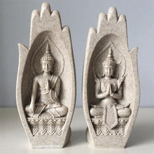 Cargar imagen en el visor de la galería, Statues de mains avec représentation de Bouddha en pierre - image 2