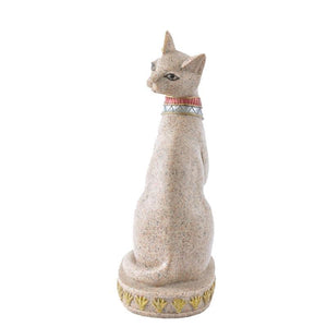 Statuette égyptienne de chat vue de dos et qui semble regarder vers nous